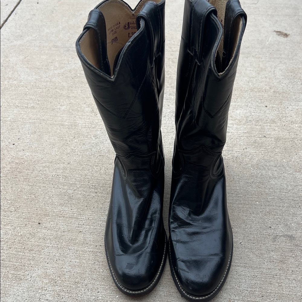 Justin Boots Women's Black Leather Cowboy Boots